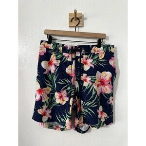 Calvin Klein Swimwear Blue Floral Stretch Swim Trunks Boxer Lined Men's  Large